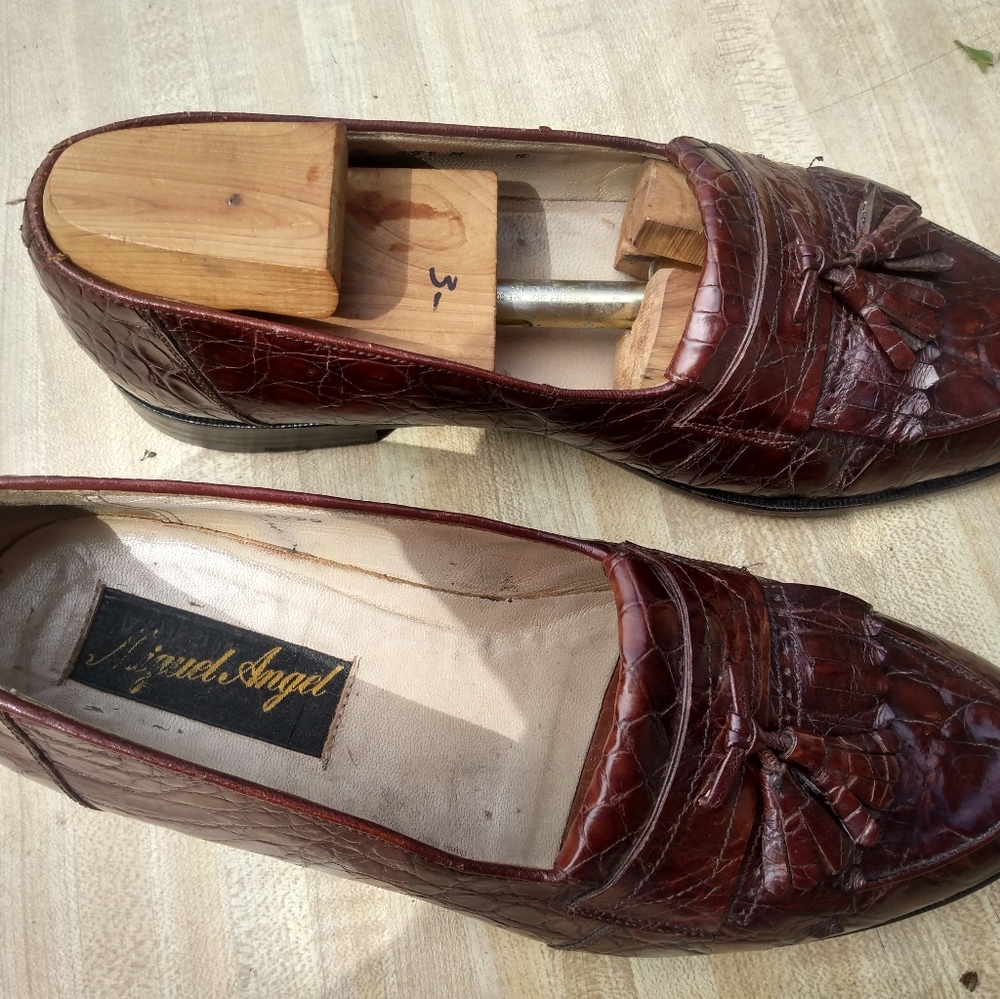 Miguel Angel Men's Brown Tassel Alligator Slipon Loafer Size 8M (20)